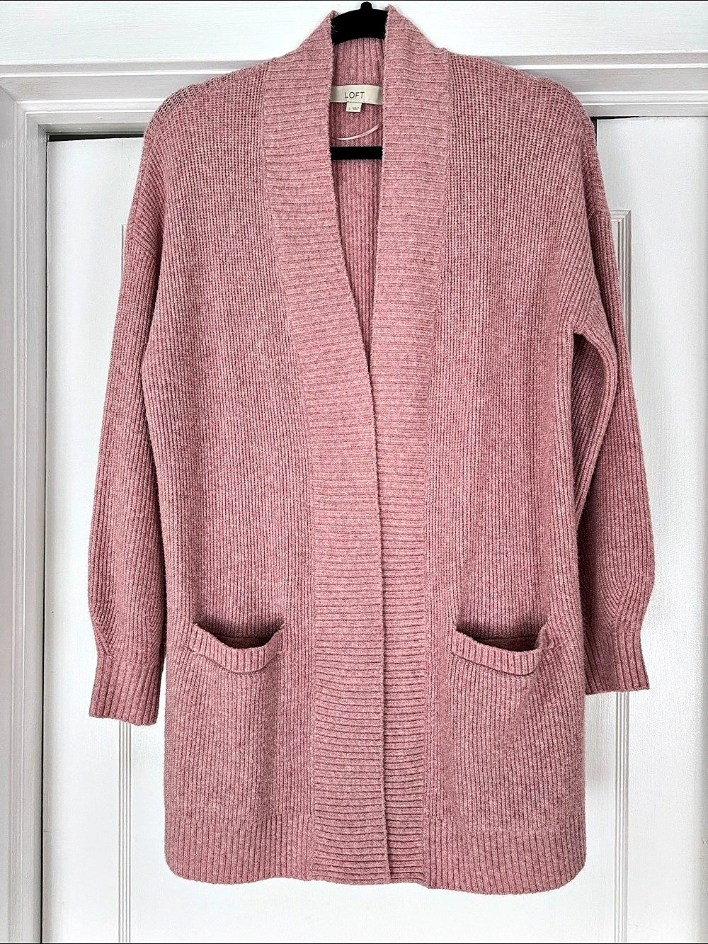 LOFT Open Front Cardigan in Pink Size Large Like New